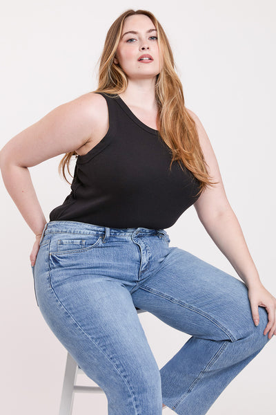 Plus High Rise Wide Leg Jeans with Raw Hem, Pack of 6