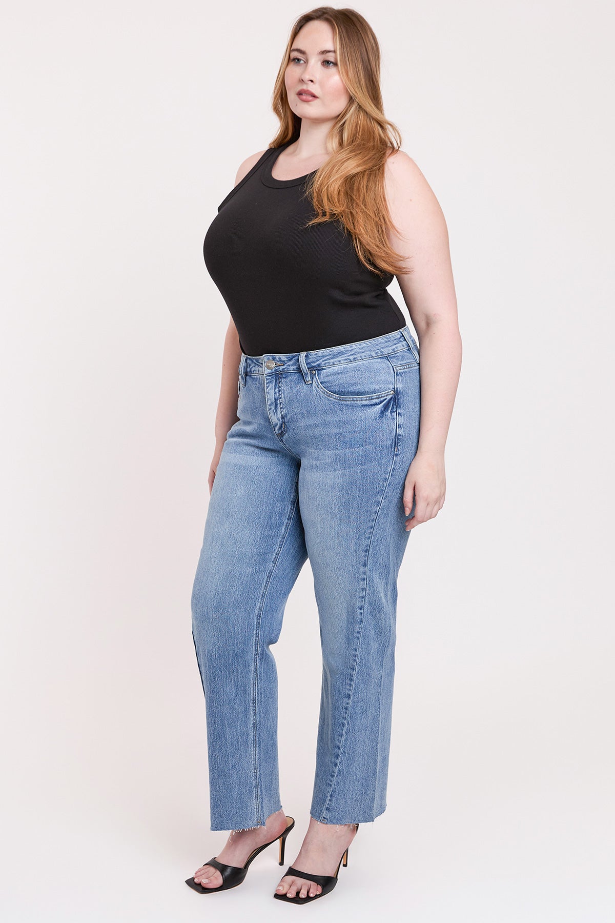 Missy Plus High Rise Wide Leg Jeans with Raw Hem, Pack of 6