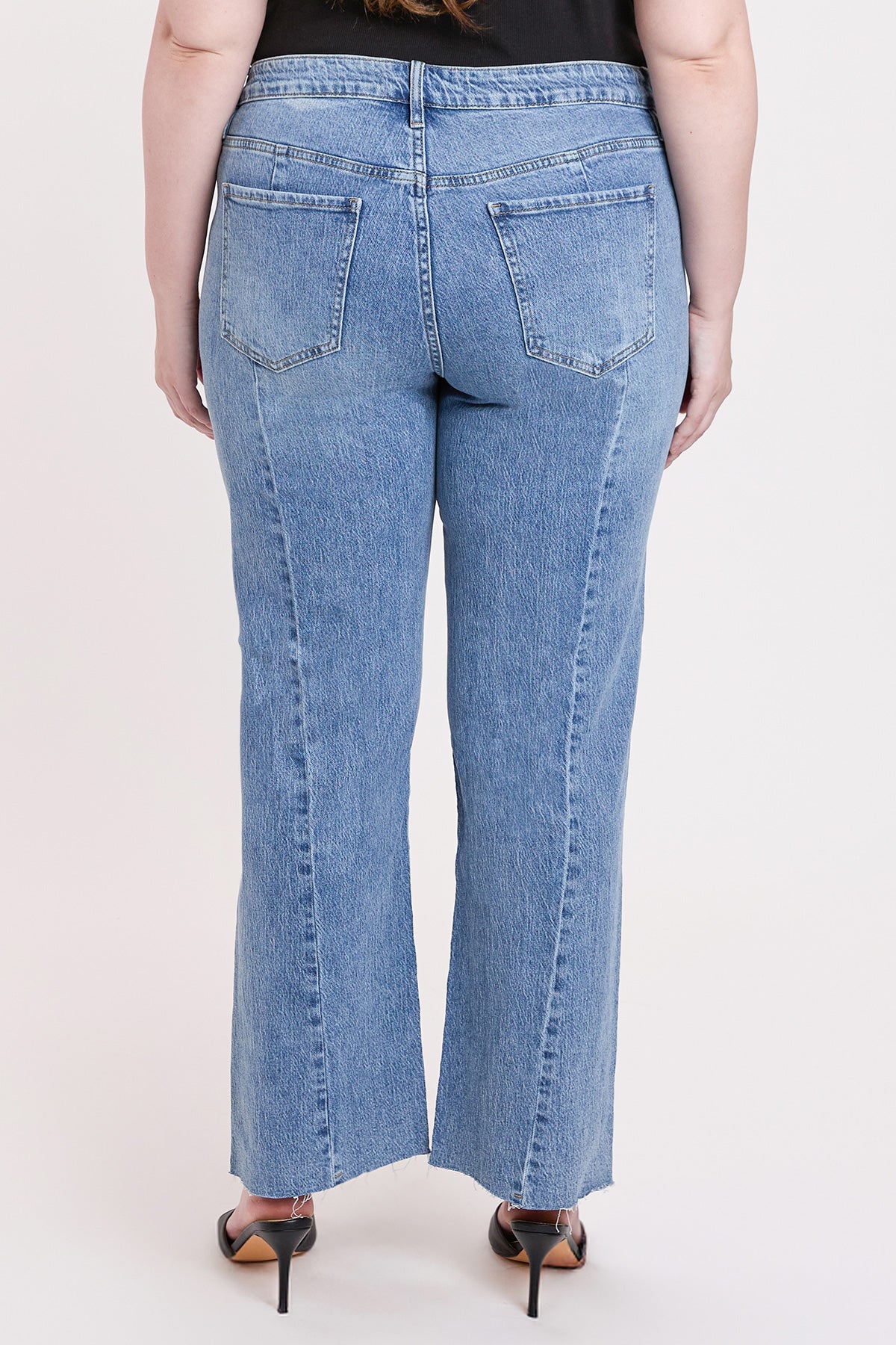 Plus High Rise Wide Leg Jeans with Raw Hem, Pack of 6