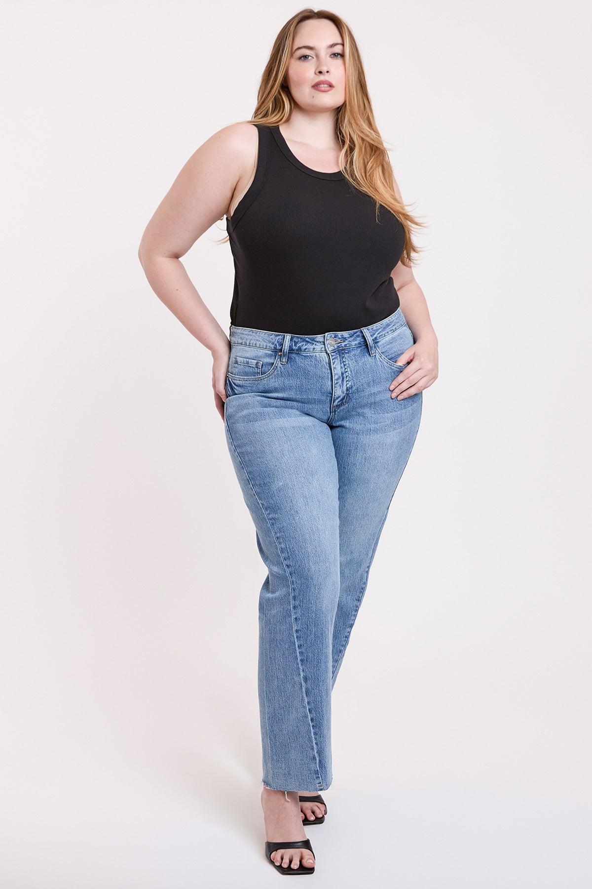 Missy Plus High Rise Wide Leg Jeans with Raw Hem, Pack of 6