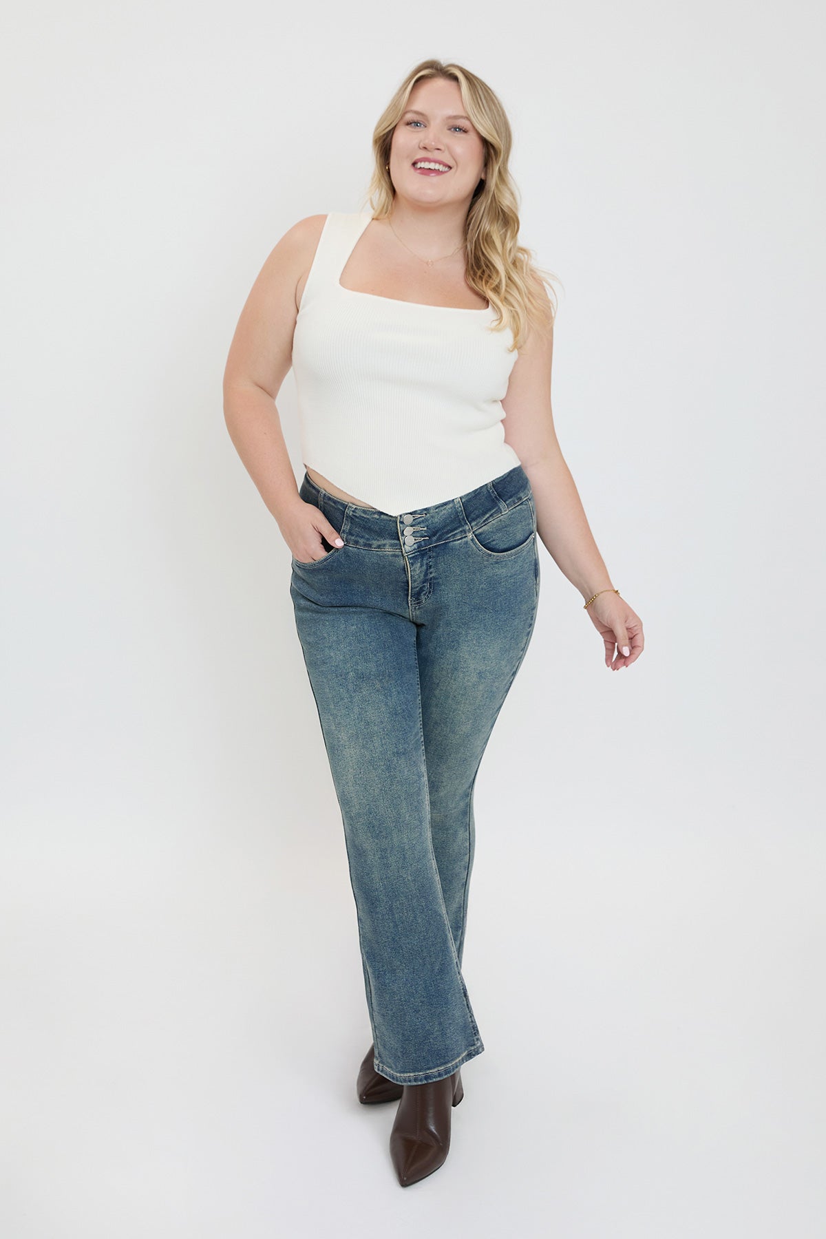 Plus Mid Rise 3-Button Bootcut Jeans, Pack of 6