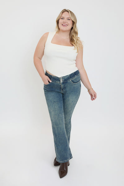 Plus Mid Rise 3-Button Bootcut Jeans, Pack of 6