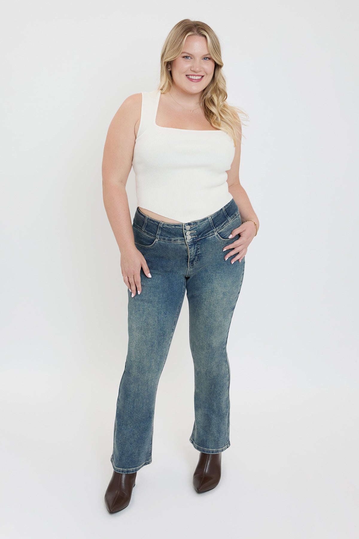 Plus Mid Rise 3-Button Bootcut Jeans, Pack of 6