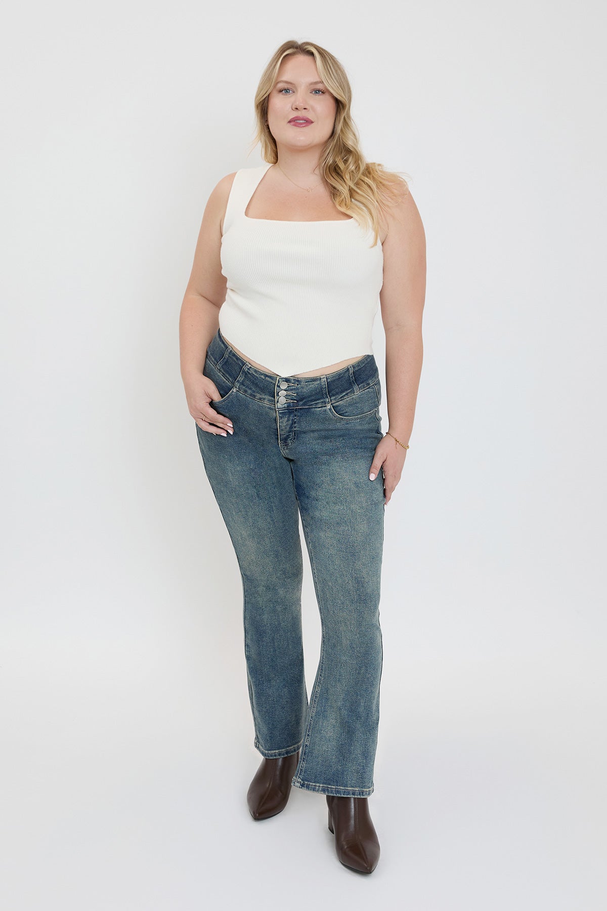 Plus Mid Rise 3-Button Bootcut Jeans, Pack of 6