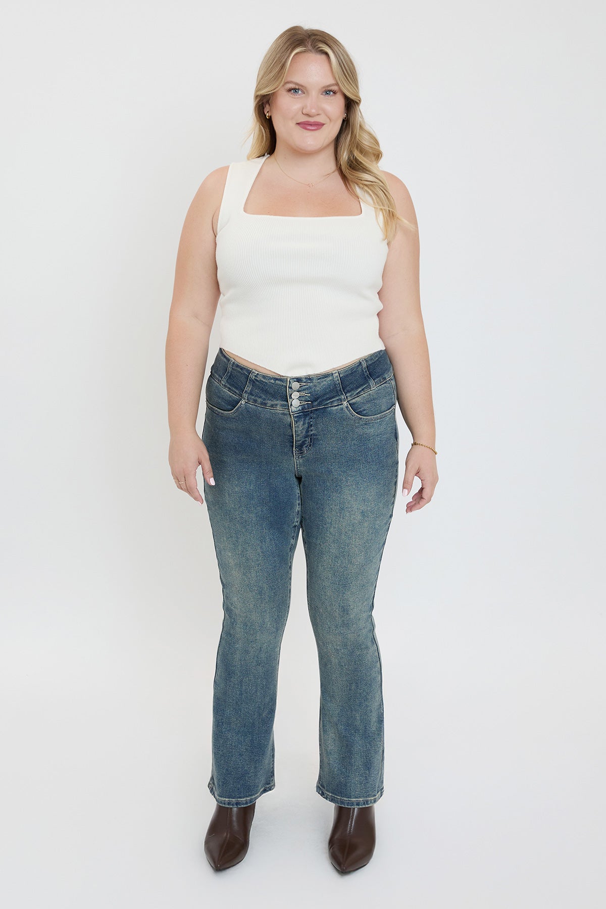 Plus Mid Rise 3-Button Bootcut Jeans, Pack of 6