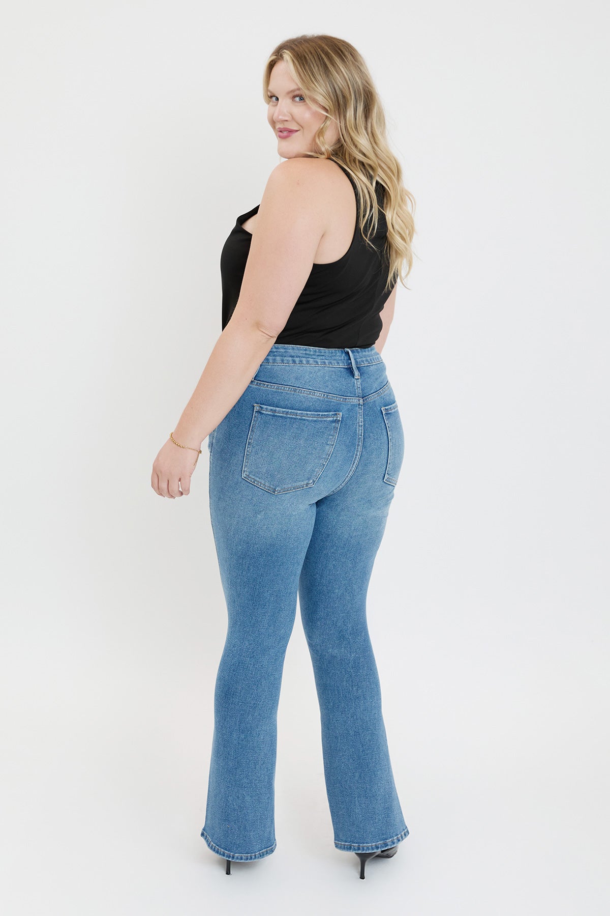 Plus Mid Rise Curve Seam Flare Jeans, Pack of 6