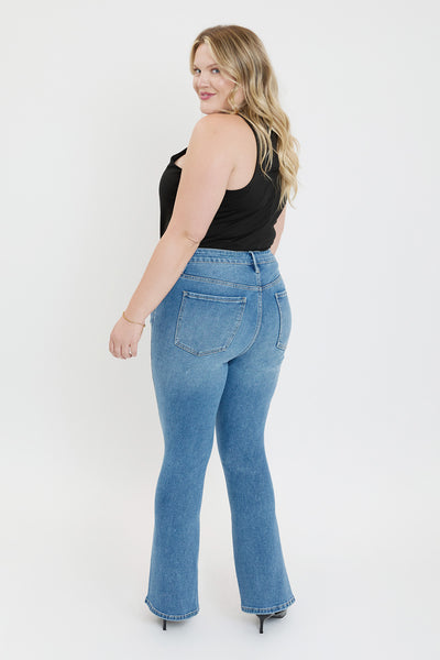 Plus Mid Rise Curve Seam Flare Jeans, Pack of 6