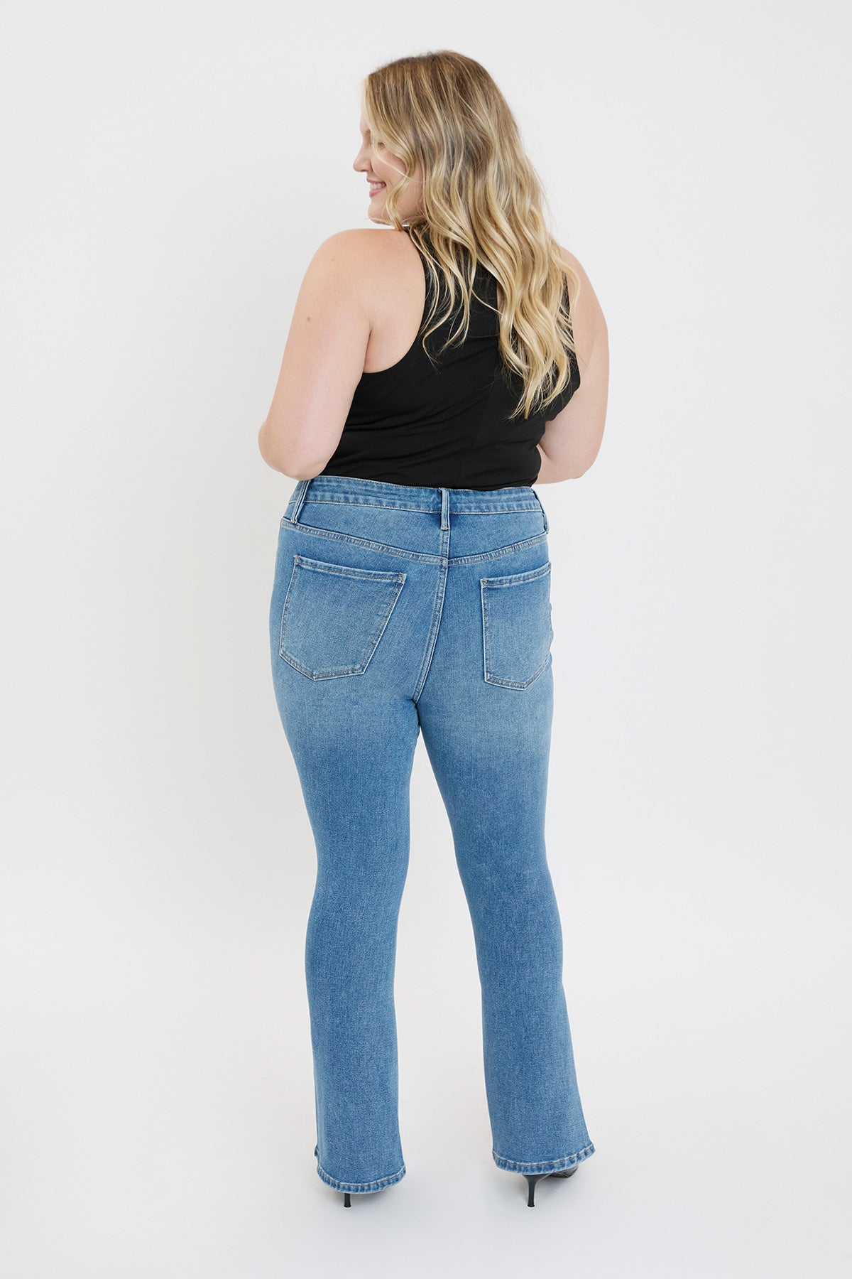 Plus Mid Rise Curve Seam Flare Jeans, Pack of 6