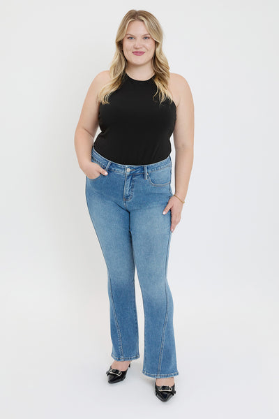 Plus Mid Rise Curve Seam Flare Jeans, Pack of 6