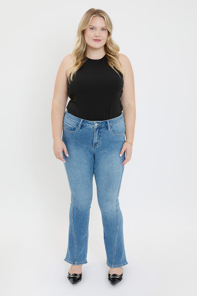 Plus Mid Rise Curve Seam Flare Jeans, Pack of 6