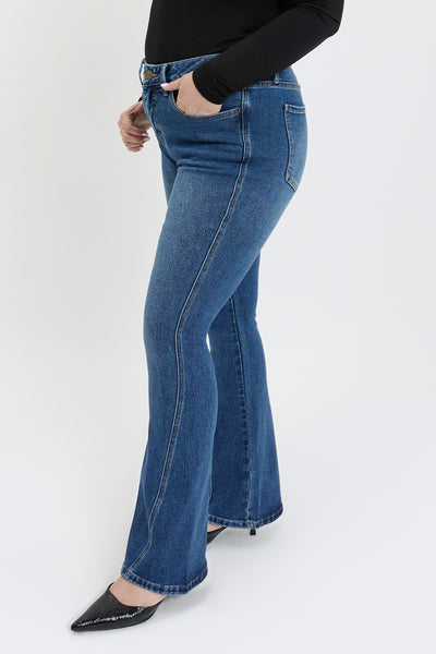 Plus Mid Rise Curve Seam Flare Jeans, Pack of 6