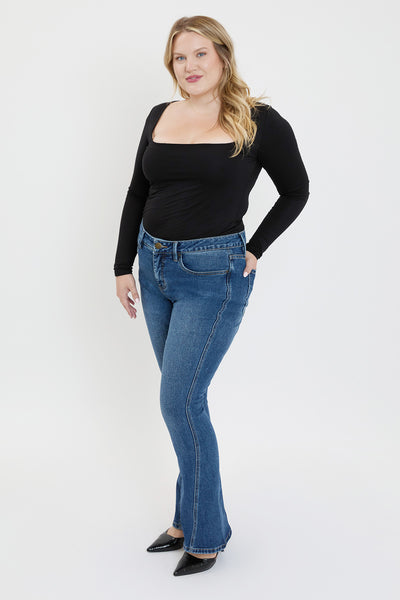Plus Mid Rise Curve Seam Flare Jeans, Pack of 6
