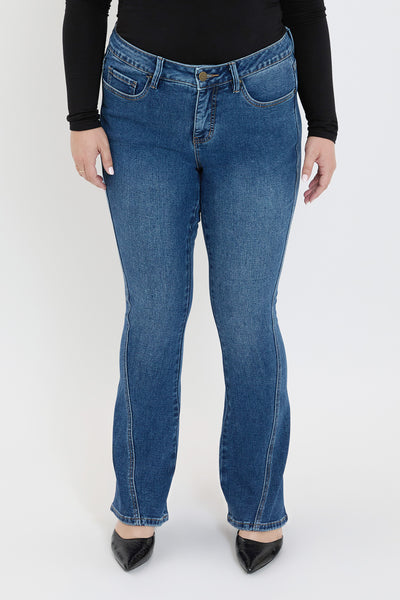 Plus Mid Rise Curve Seam Flare Jeans, Pack of 6