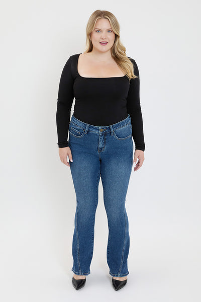 Plus Mid Rise Curve Seam Flare Jeans, Pack of 6