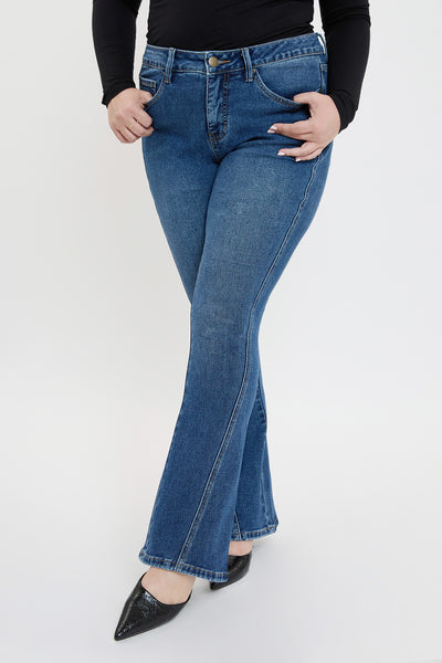 Plus Mid Rise Curve Seam Flare Jeans, Pack of 6