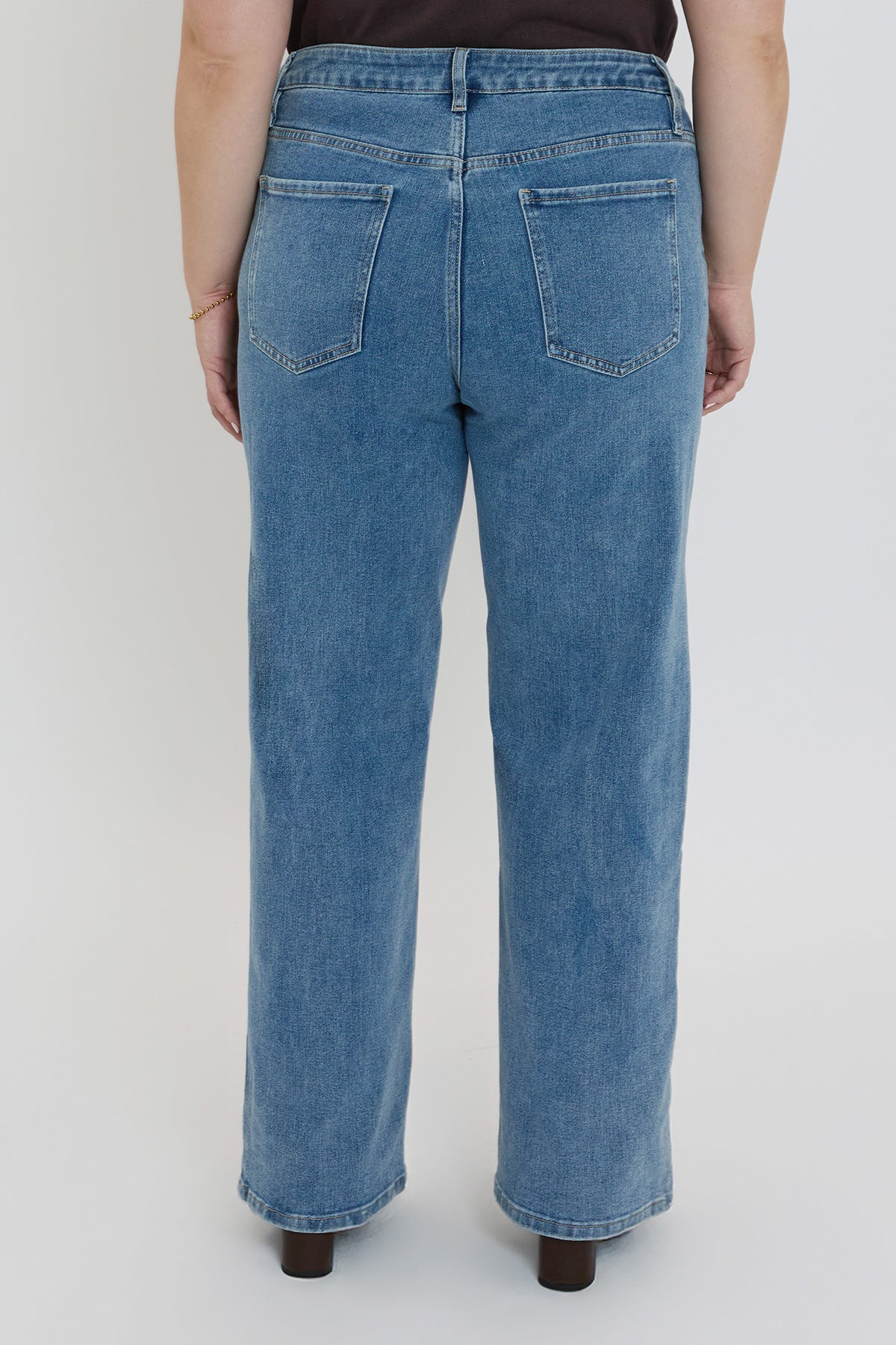 Missy Plus Mid Rise Front Seam Wide Leg Jeans, Pack of 6