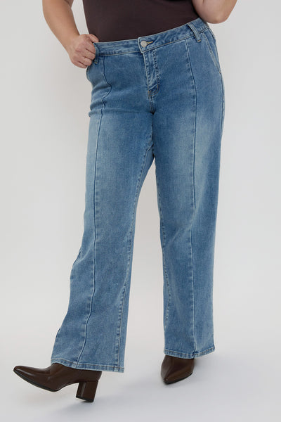 Missy Plus Mid Rise Front Seam Wide Leg Jeans, Pack of 6