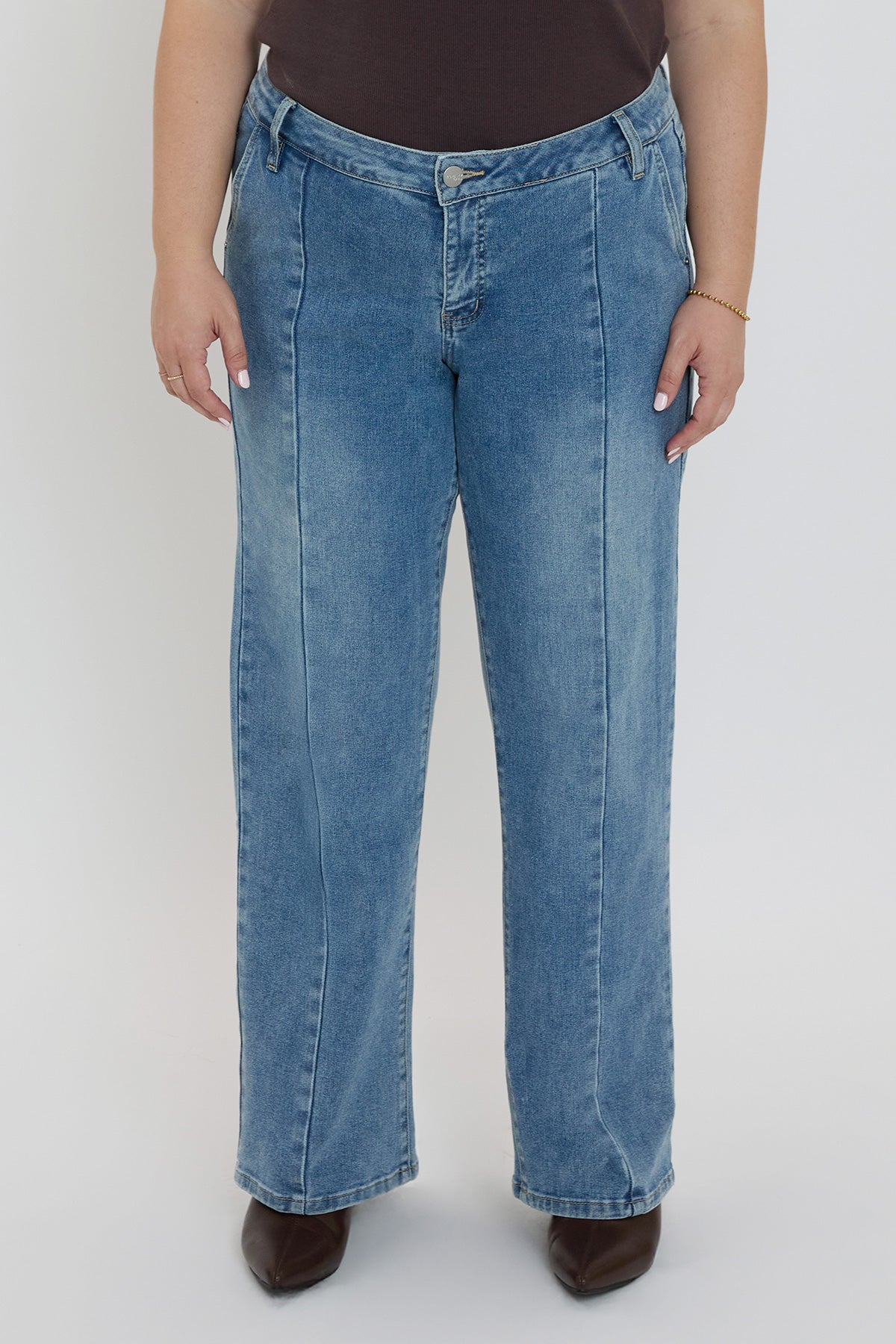 Missy Plus Mid Rise Front Seam Wide Leg Jeans, Pack of 6