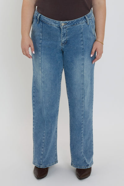 Missy Plus Mid Rise Front Seam Wide Leg Jeans, Pack of 6