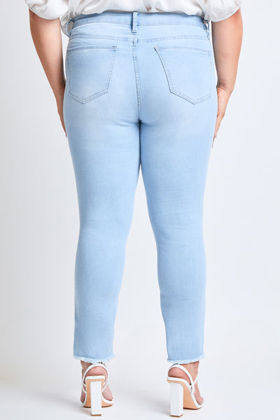 Plus Size Skinny High-Rise Ankle Jean With Slanted Double Frayed Hem Made With Recycled Fibers , Pack Of 12