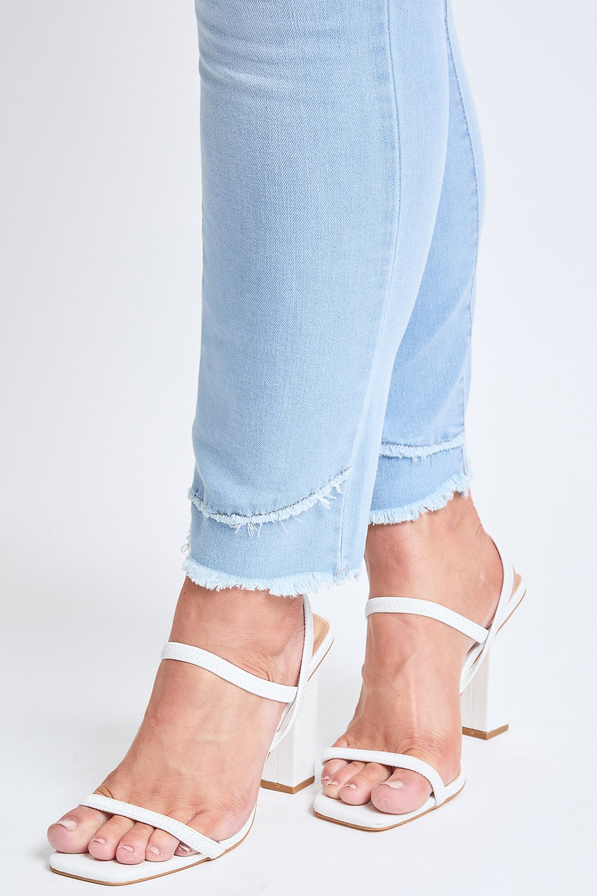 Plus Size Skinny High-Rise Ankle Jean With Slanted Double Frayed Hem Made With Recycled Fibers , Pack Of 12