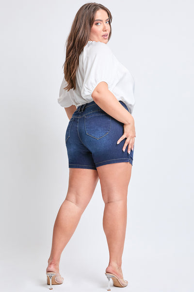 Missy Plus Size Wannabettabutt 1-Button Side Slit Hem Shorts Made With Recycled Fibers, Pack Of 12