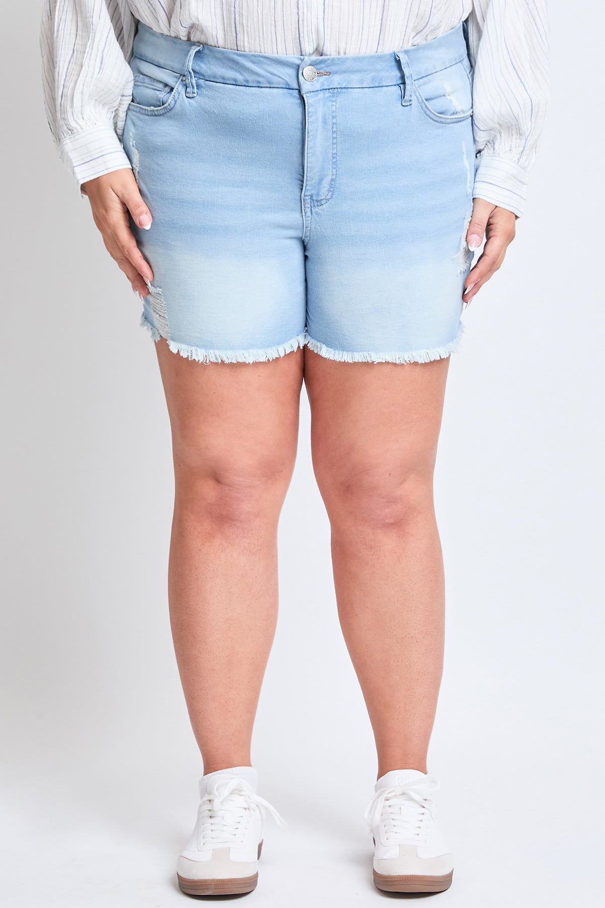 Missy Plus Curvy High-Rise Frayed Hem Shorts, Pack Of 12