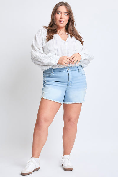 Missy Plus Curvy High-Rise Frayed Hem Shorts, Pack Of 12