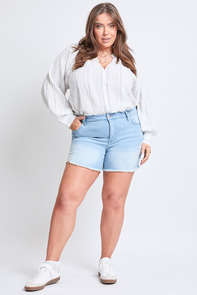 Missy Plus Curvy High-Rise Frayed Hem Shorts, Pack Of 12