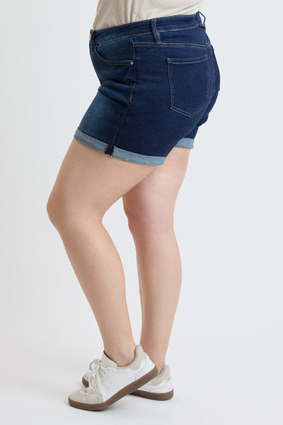 Plus High Rise Premium Stretch FoldOver Cuff Short, Pack of 6