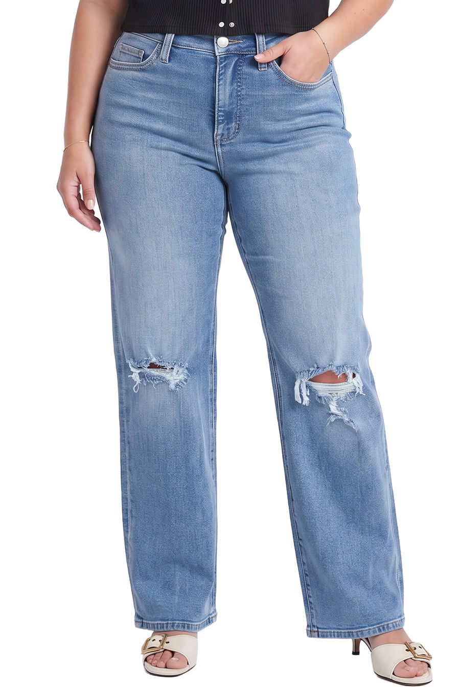Plus Hailey High Rise Wide Leg Jeans-3197M
