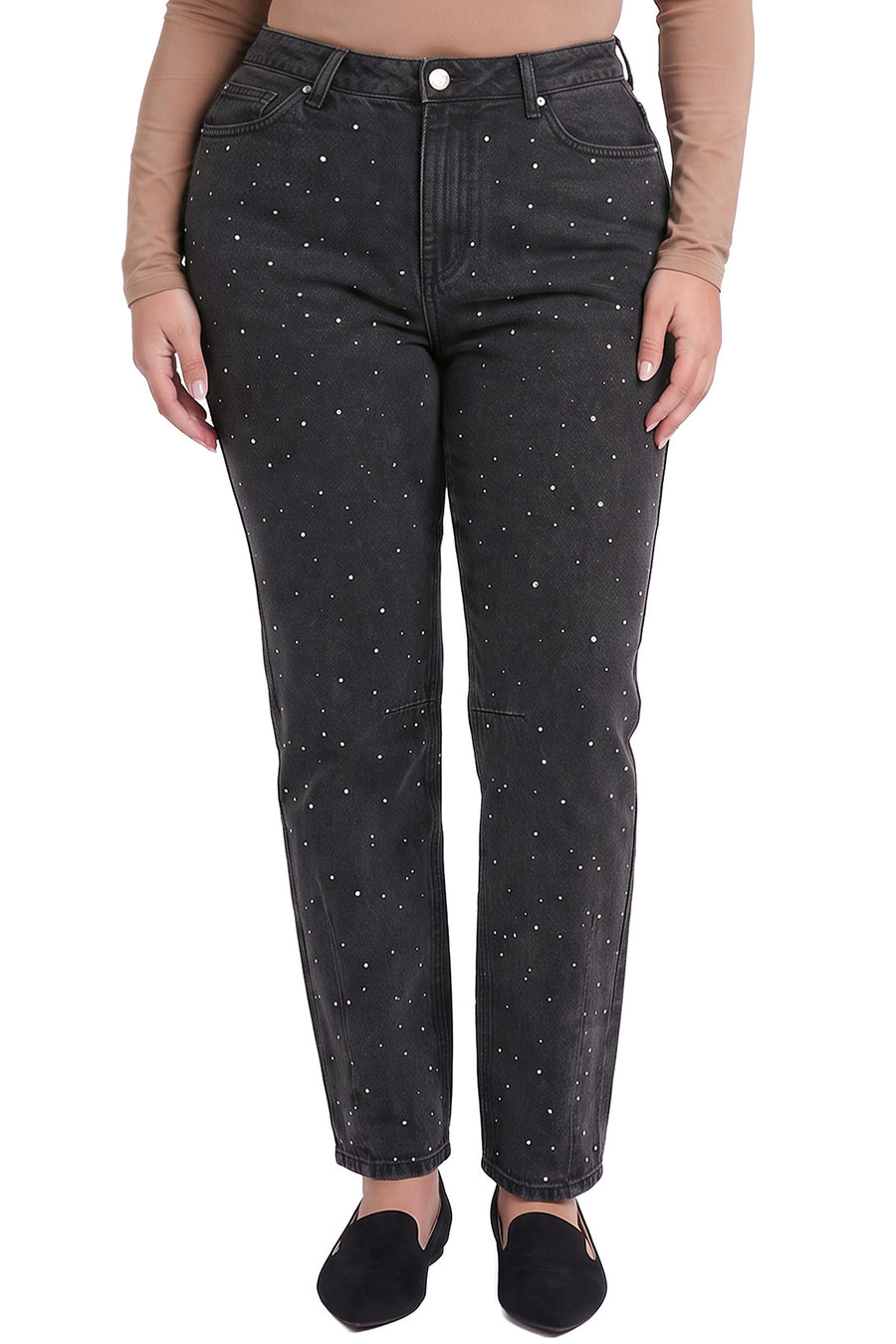 Plus Stella High Rise Barrel Studded Jeans-W37