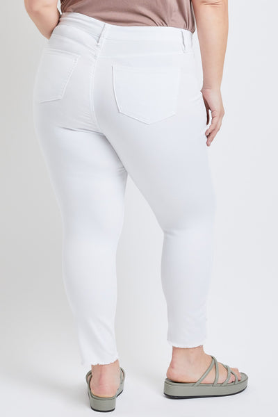Plus Size Skinny High-Rise Ankle Jean With Slanted Double Frayed Hem Made With Recycled Fibers , Pack Of 12