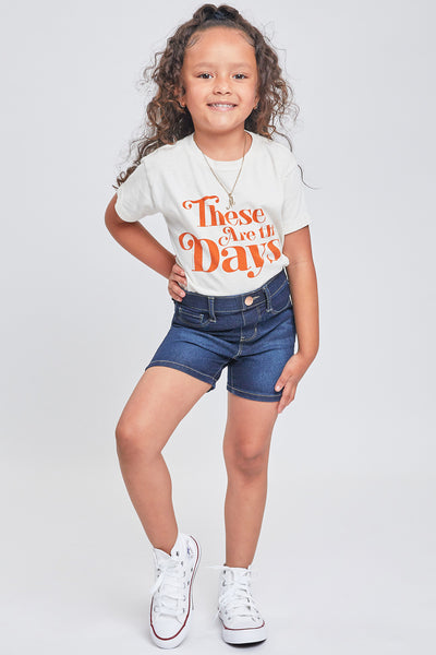 Toddler Girls Mid-Rise Pull On Denim Short, Pack of 4