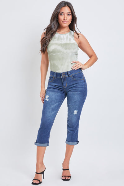 Junior Wannabettabutt 2 Button High-Rise Double Roll Up Cropped Jean, Pack Of 12