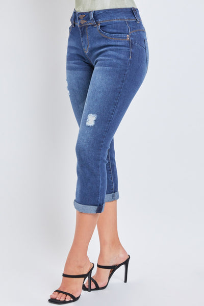 Junior Wannabettabutt 2 Button High-Rise Double Roll Up Cropped Jean, Pack Of 12