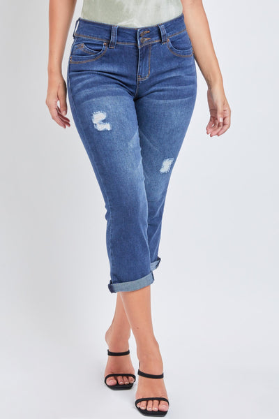 Junior Wannabettabutt 2 Button High-Rise Double Roll Up Cropped Jean, Pack Of 12