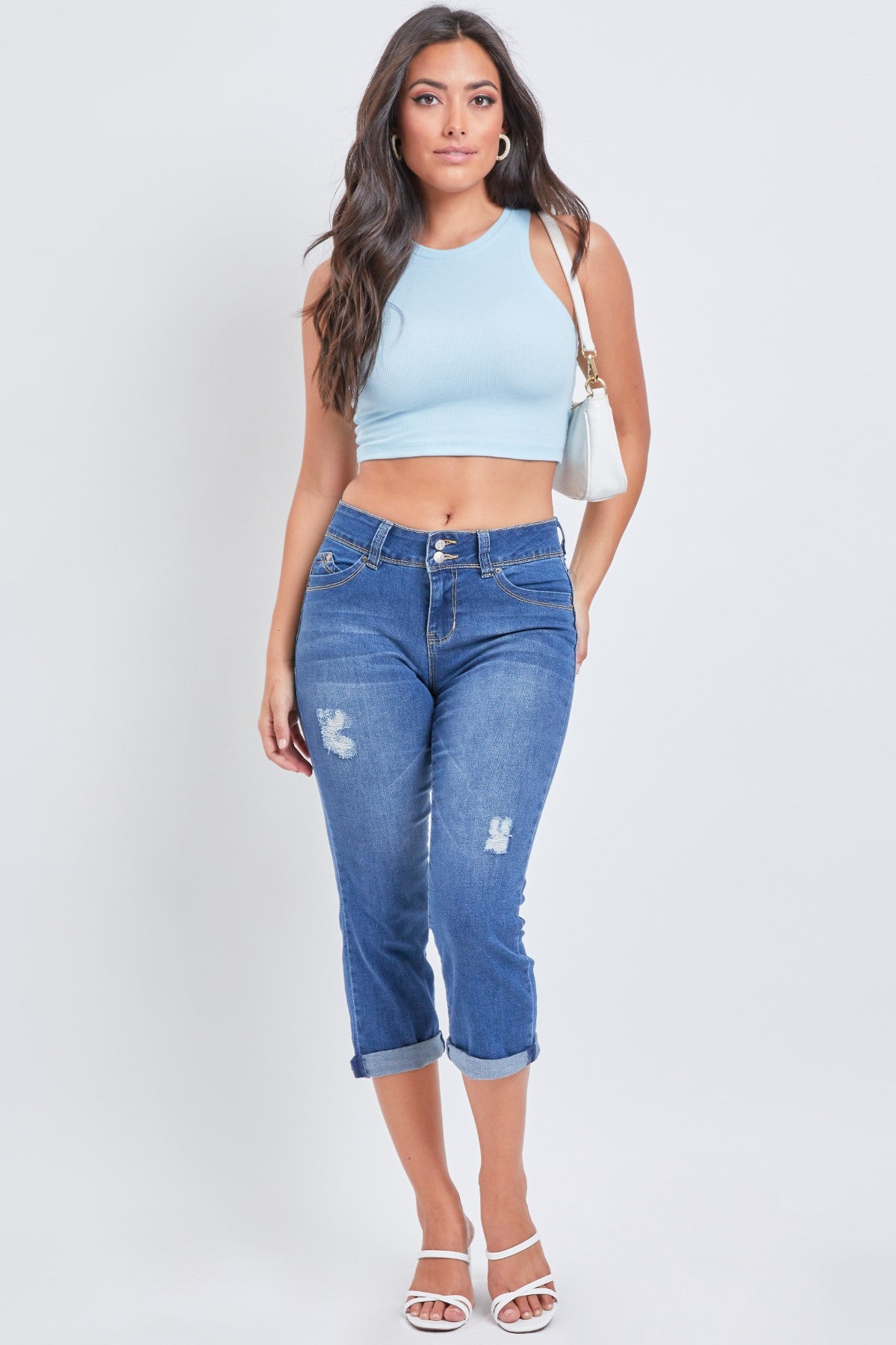 Junior Wannabettabutt 2 Button High-Rise Double Roll Up Cropped Jean, Pack Of 12