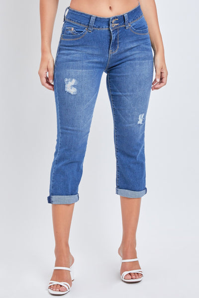 Junior Wannabettabutt 2 Button High-Rise Double Roll Up Cropped Jean, Pack Of 12