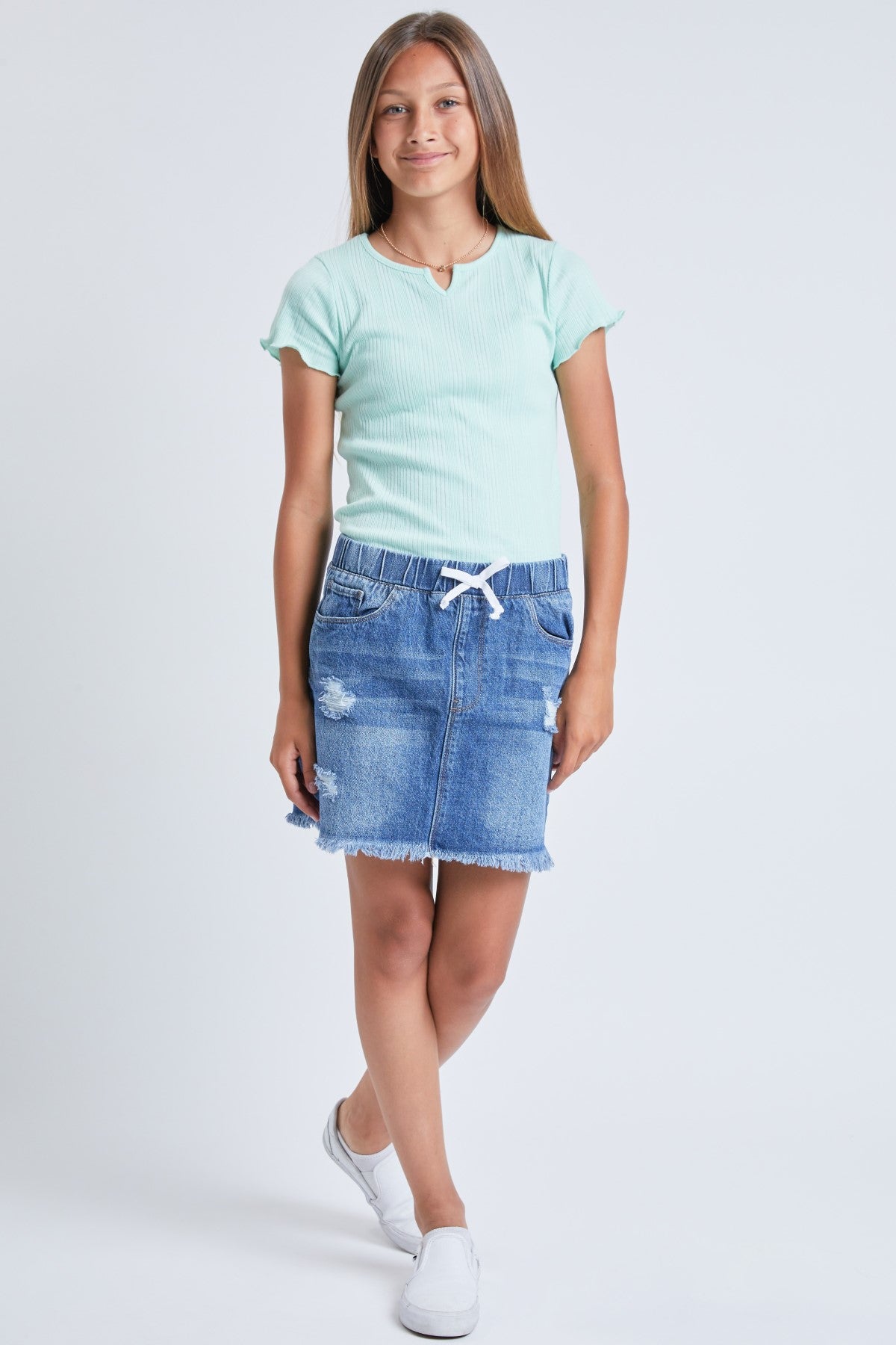 Girls Dream Frayed Hem Jogger Skirt With Heavy Destruction 6 Pack