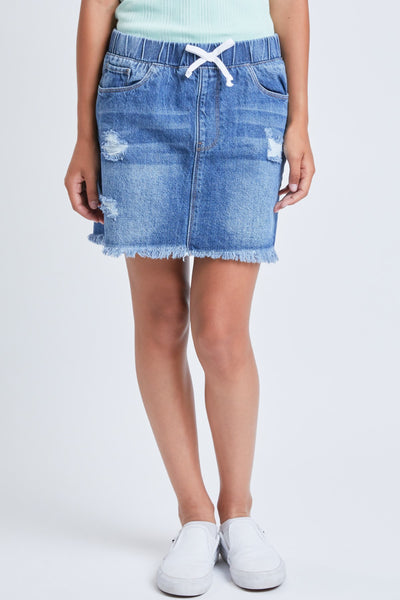 Girls Dream Frayed Hem Jogger Skirt With Heavy Destruction 6 Pack