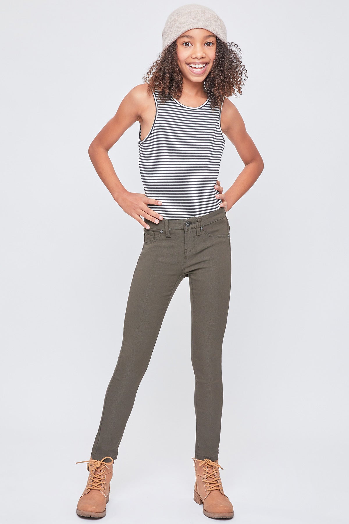 Buy The Children's Place Girls Girls Green Solid Capri Jeans - NNNOW.com