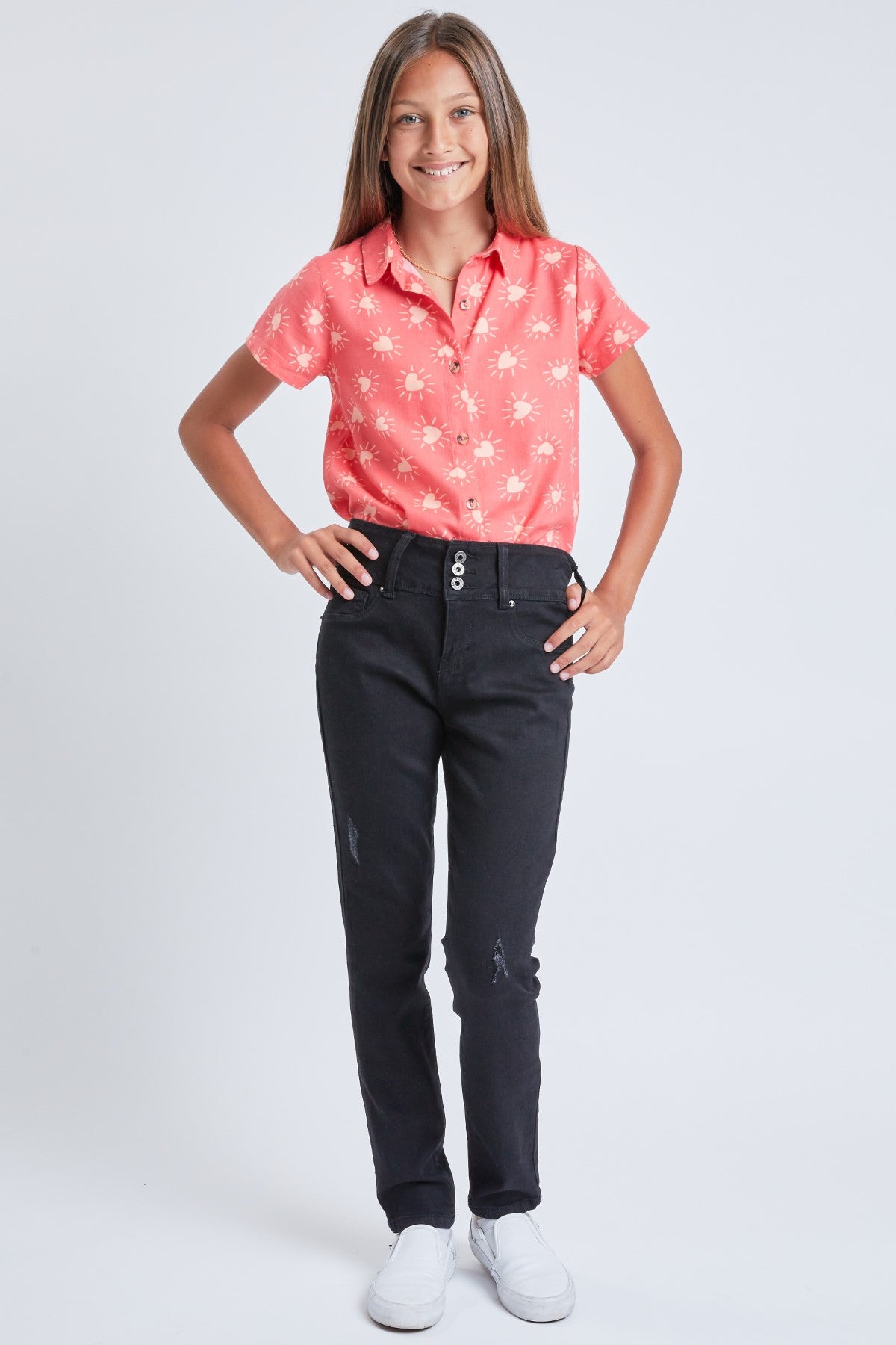 Girls 3-Button Basic Skinny Jean With Faux Front Pockets 12 Pack