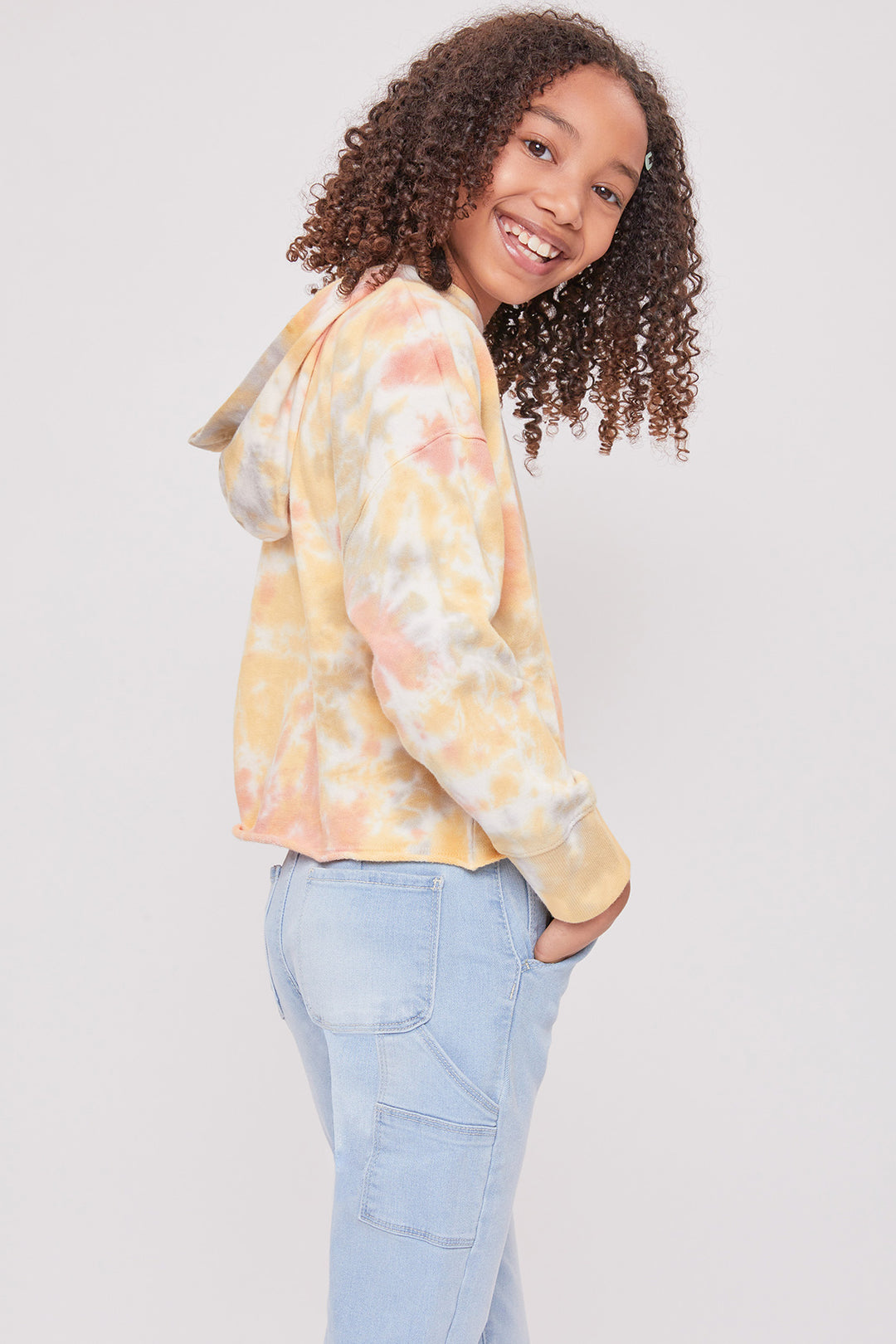 Girls 1-Button Roll Cuff Carpenter Pants With Hammer Loop