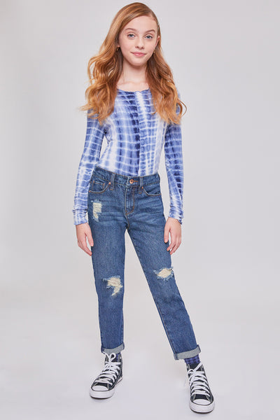 Girls Taylor Relax Fit Elastic Back Roll Cuff Jeans, Pack Of 12