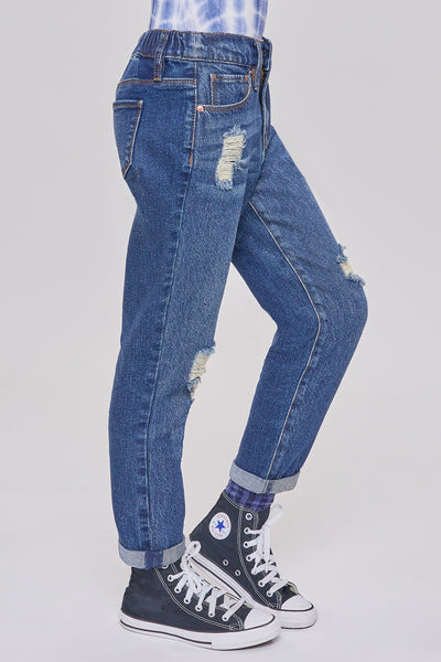 Girls Taylor Relax Fit Elastic Back Roll Cuff Jeans, Pack Of 12