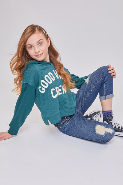 Girls Taylor Relax Fit Elastic Back Roll Cuff Jeans, Pack Of 12