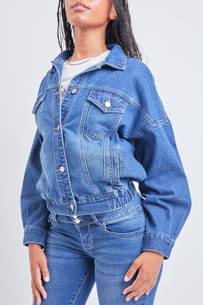 Juniors 80'S Style Denim Jacket With Elastic Hem , Pack Of 6