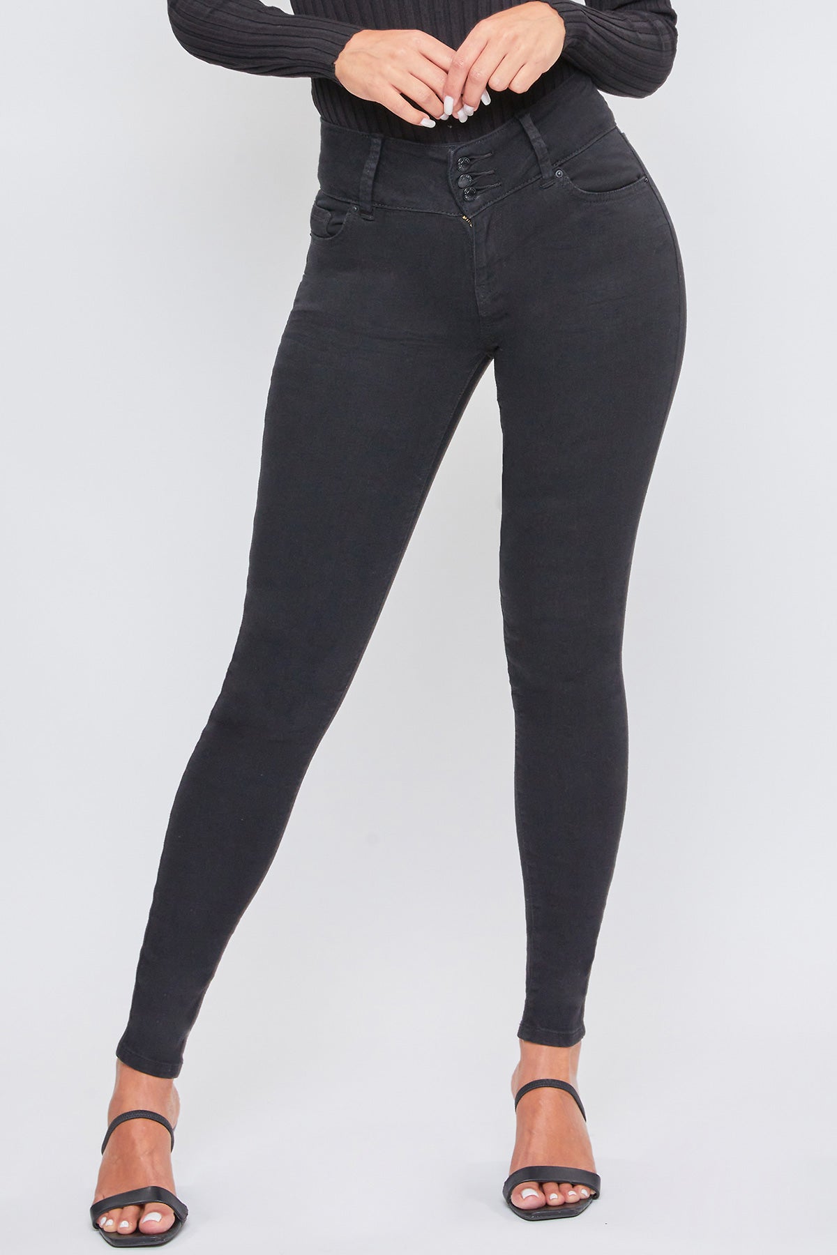 High Rise 3 Button Skinny Jean Made With Recycled Fibers, Pack Of 12