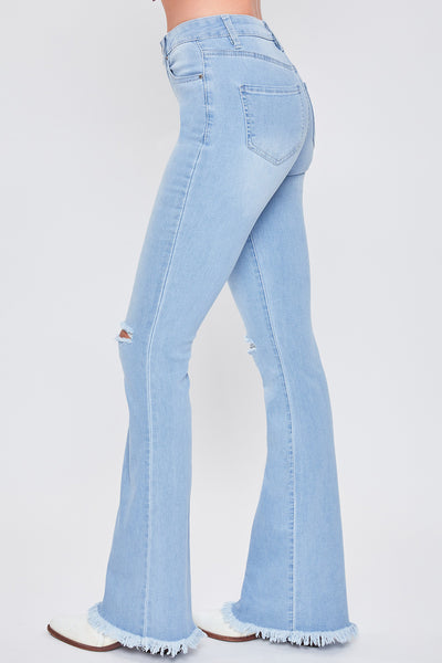 Junior 1-Button High-Rise Fray Hem Flare-Long Inseam 12 Pack